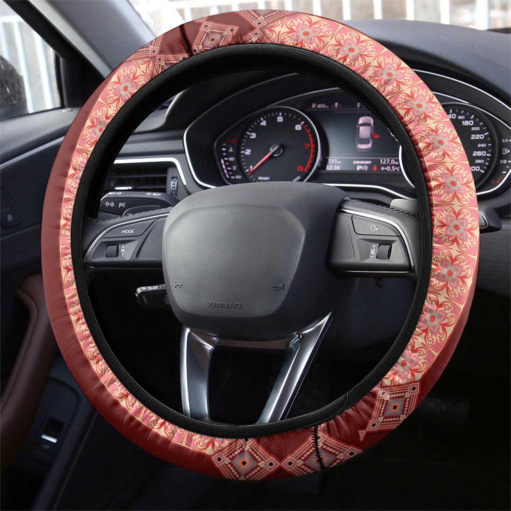 Portugal National Costume Steering Wheel Cover Barcelos Rooster Patterns - Wonder Print Shop