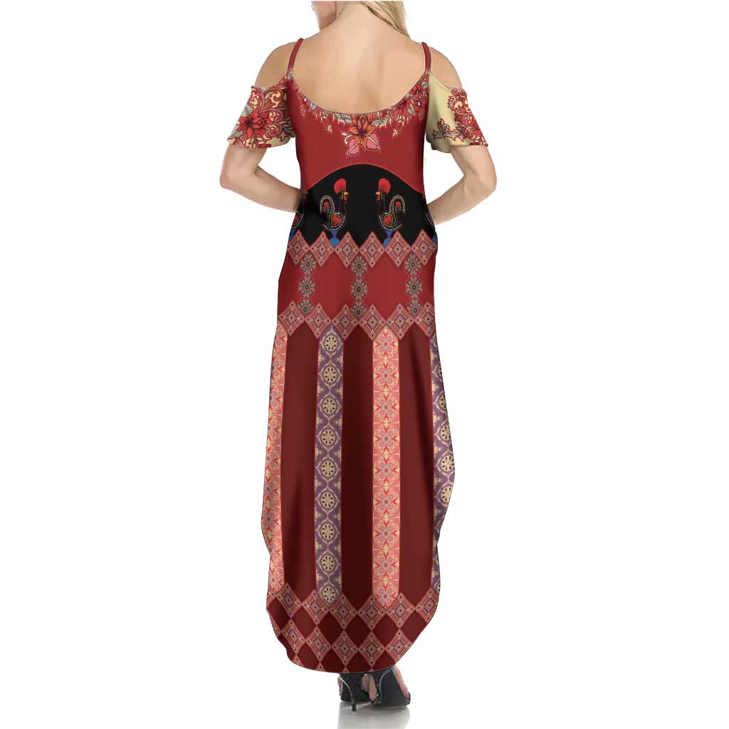 Portugal National Costume Summer Maxi Dress Barcelos Rooster Patterns - Wonder Print Shop