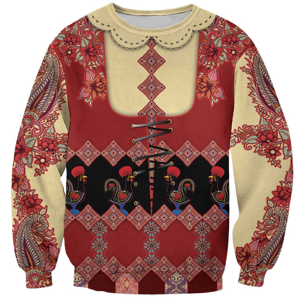 Portugal National Costume Sweatshirt Barcelos Rooster Patterns - Wonder Print Shop