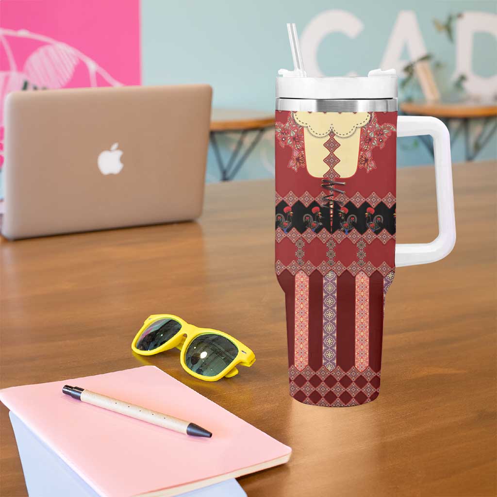 Portugal National Costume Tumbler With Handle Barcelos Rooster Patterns - Wonder Print Shop