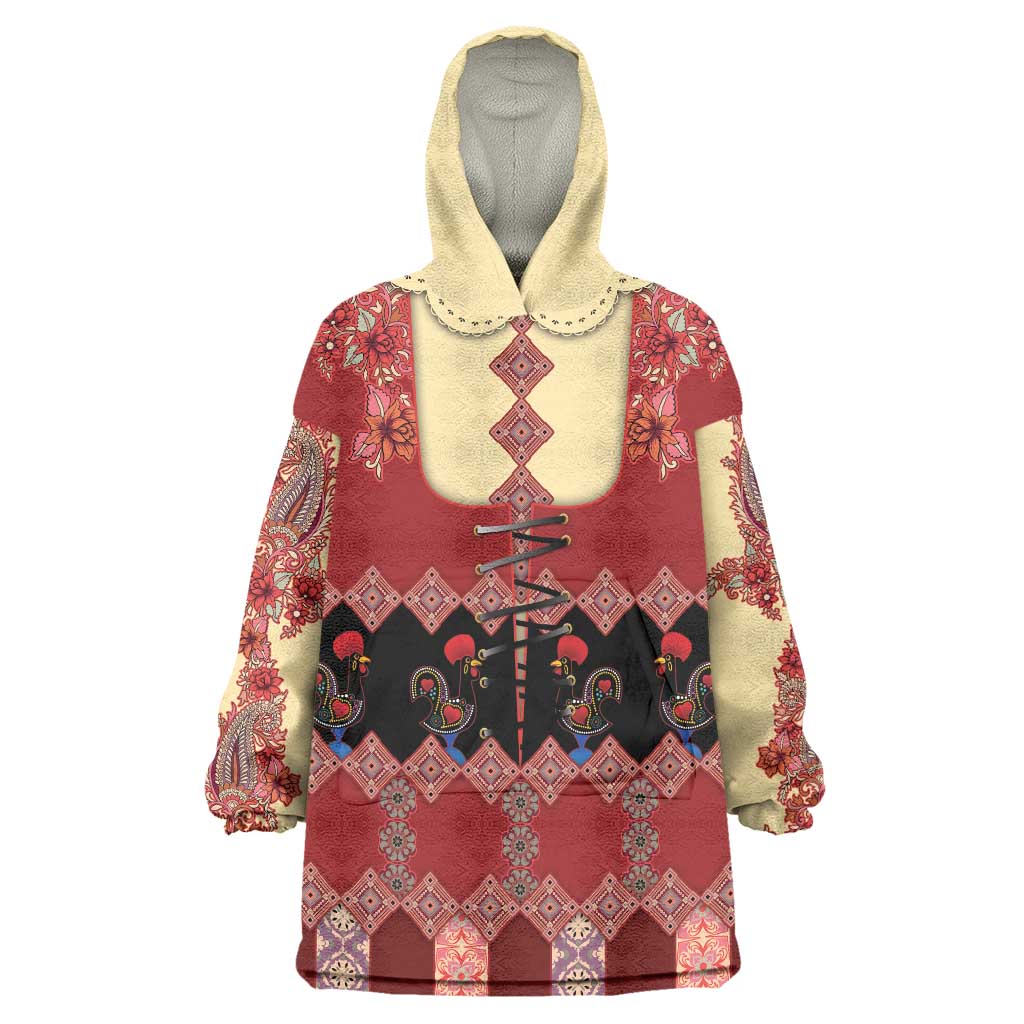 Portugal National Costume Wearable Blanket Hoodie Barcelos Rooster Patterns - Wonder Print Shop