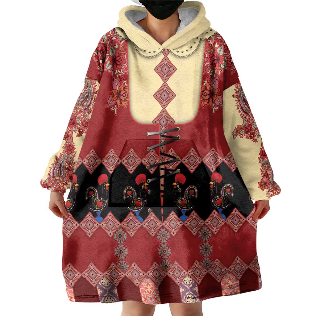 Portugal National Costume Wearable Blanket Hoodie Barcelos Rooster Patterns - Wonder Print Shop