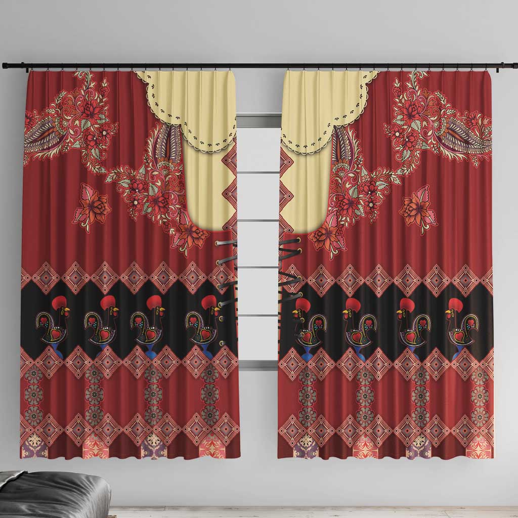 Portugal National Costume Window Curtain Barcelos Rooster Patterns - Wonder Print Shop