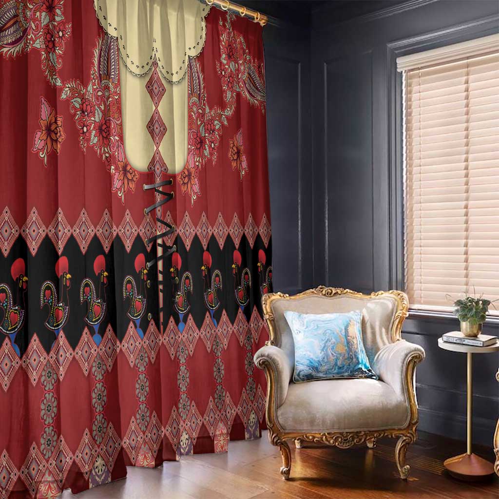 Portugal National Costume Window Curtain Barcelos Rooster Patterns - Wonder Print Shop