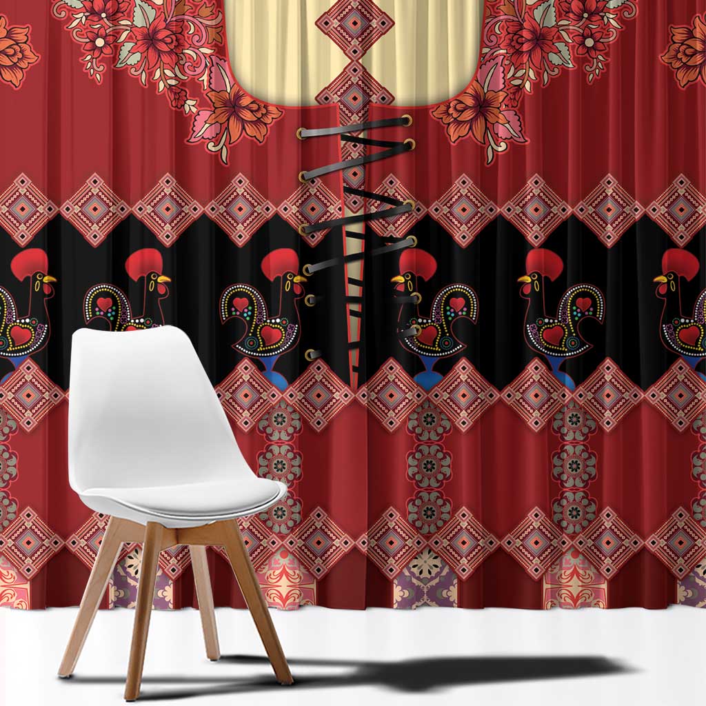 Portugal National Costume Window Curtain Barcelos Rooster Patterns - Wonder Print Shop