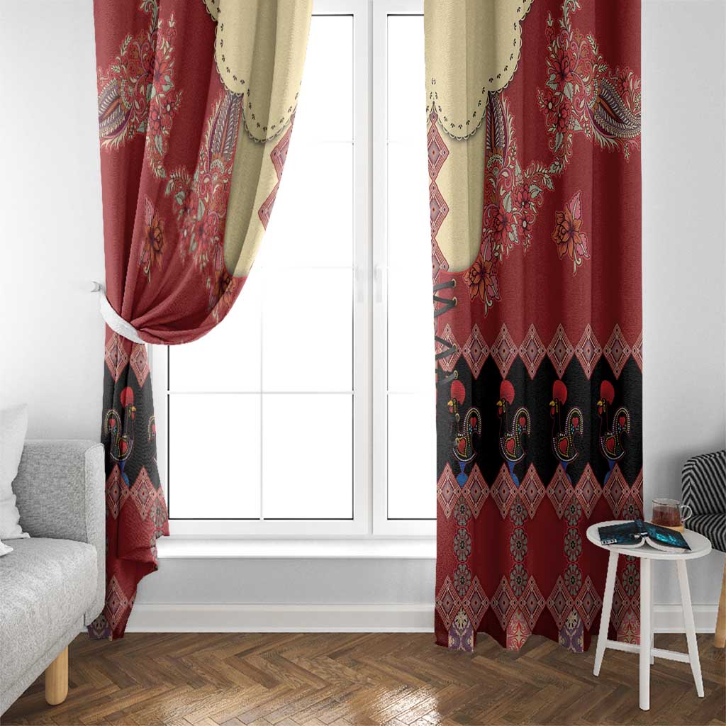 Portugal National Costume Window Curtain Barcelos Rooster Patterns - Wonder Print Shop