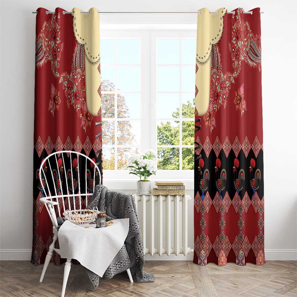 Portugal National Costume Window Curtain Barcelos Rooster Patterns - Wonder Print Shop