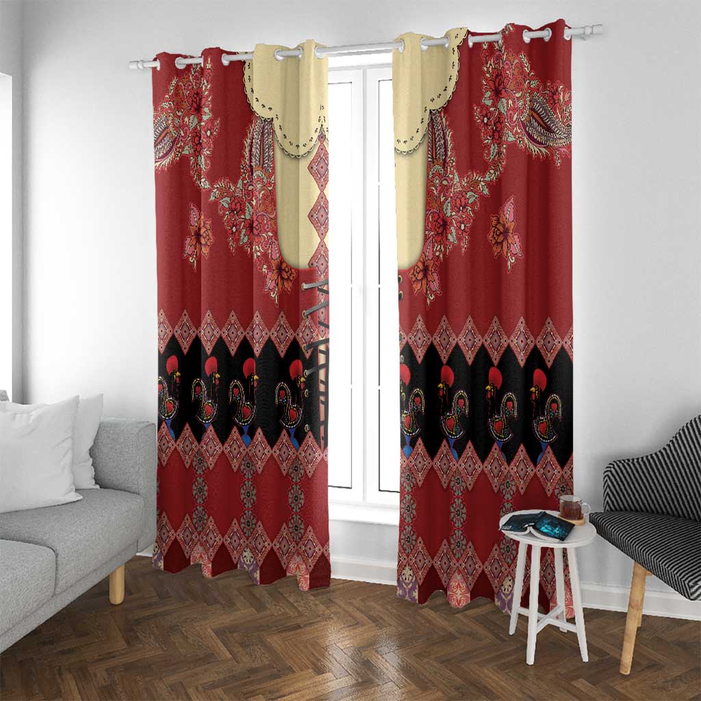Portugal National Costume Window Curtain Barcelos Rooster Patterns - Wonder Print Shop