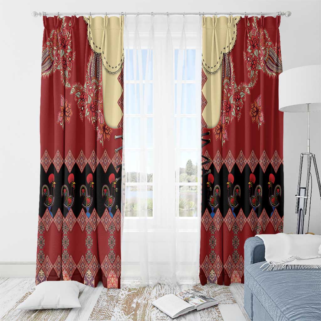 Portugal National Costume Window Curtain Barcelos Rooster Patterns - Wonder Print Shop