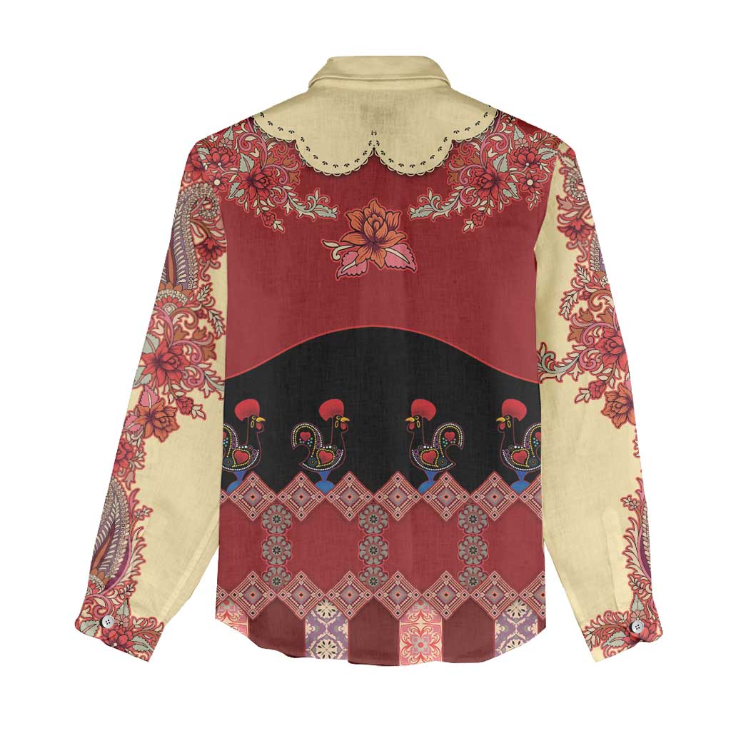 Portugal National Costume Women Casual Shirt Barcelos Rooster Patterns - Wonder Print Shop