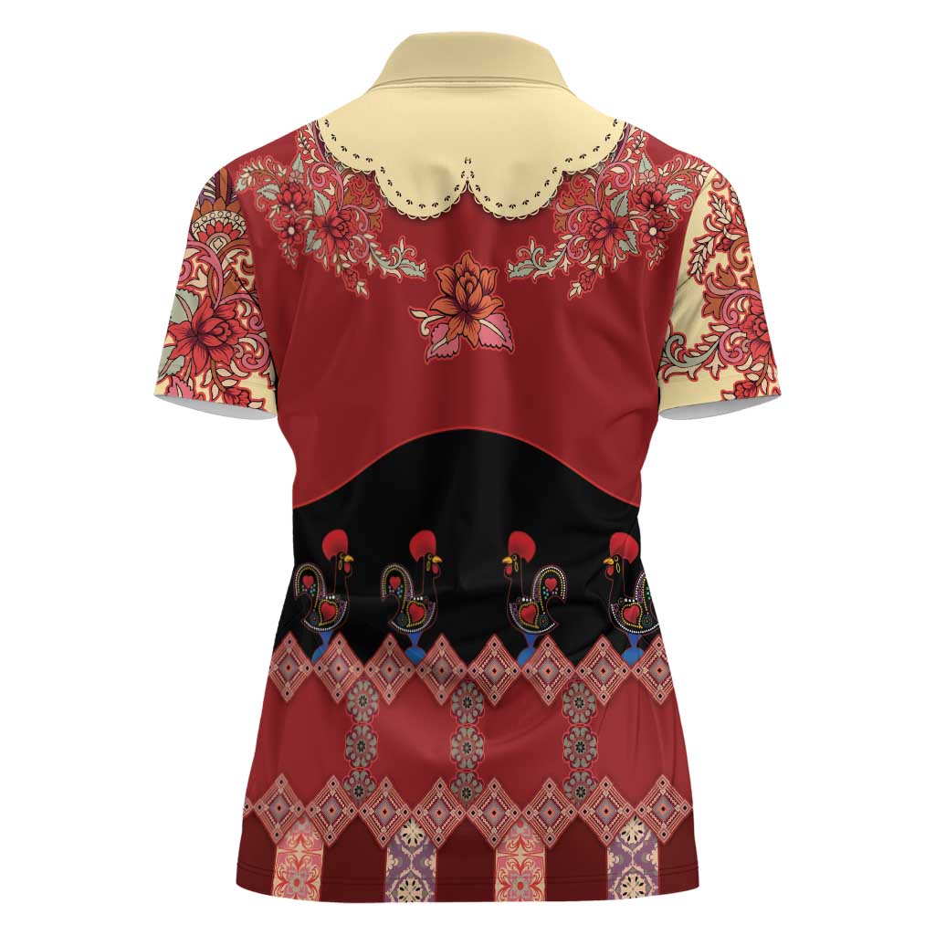 Portugal National Costume Women Polo Shirt Barcelos Rooster Patterns - Wonder Print Shop