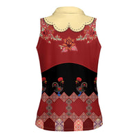 Portugal National Costume Women Sleeveless Polo Shirt Barcelos Rooster Patterns - Wonder Print Shop