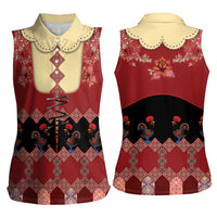 Portugal National Costume Women Sleeveless Polo Shirt Barcelos Rooster Patterns - Wonder Print Shop