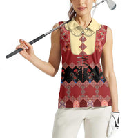 Portugal National Costume Women Sleeveless Polo Shirt Barcelos Rooster Patterns - Wonder Print Shop