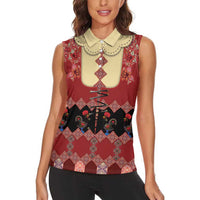 Portugal National Costume Women Sleeveless Polo Shirt Barcelos Rooster Patterns - Wonder Print Shop