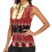 Portugal National Costume Women Sleeveless Polo Shirt Barcelos Rooster Patterns - Wonder Print Shop
