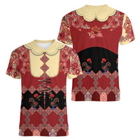 Portugal National Costume Women V-Neck T-Shirt Barcelos Rooster Patterns - Wonder Print Shop