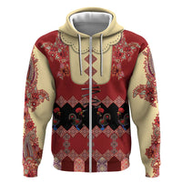 Portugal National Costume Zip Hoodie Barcelos Rooster Patterns - Wonder Print Shop