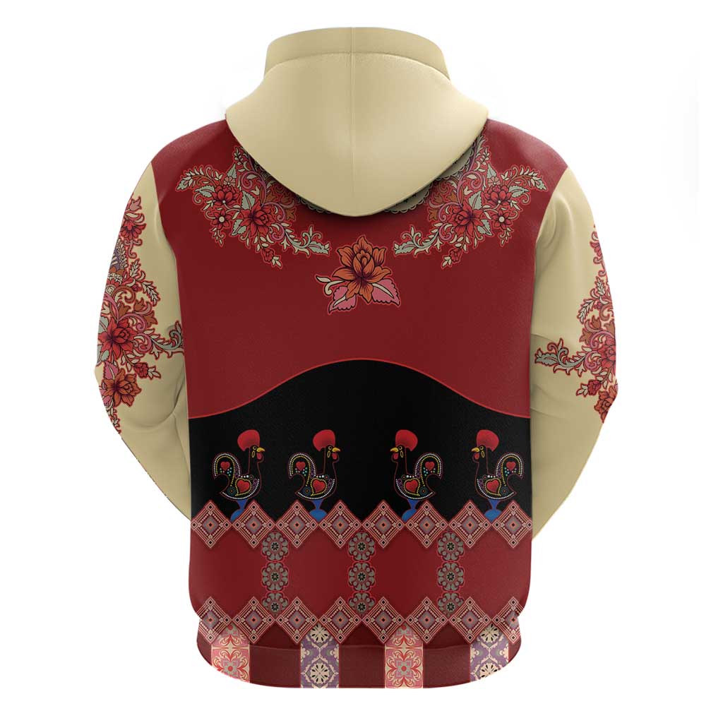 Portugal National Costume Zip Hoodie Barcelos Rooster Patterns - Wonder Print Shop