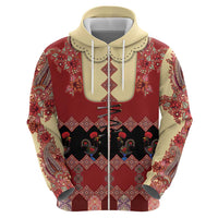 Portugal National Costume Zip Hoodie Barcelos Rooster Patterns - Wonder Print Shop