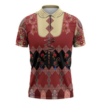 Portugal National Costume Zipper Polo Shirt Barcelos Rooster Patterns - Wonder Print Shop