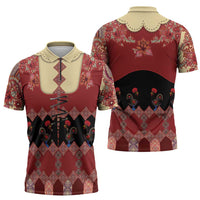 Portugal National Costume Zipper Polo Shirt Barcelos Rooster Patterns - Wonder Print Shop