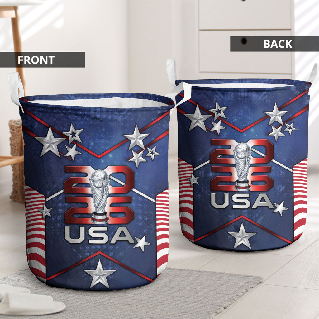 United States Soccer Laundry Basket American Flag Stars Trophy