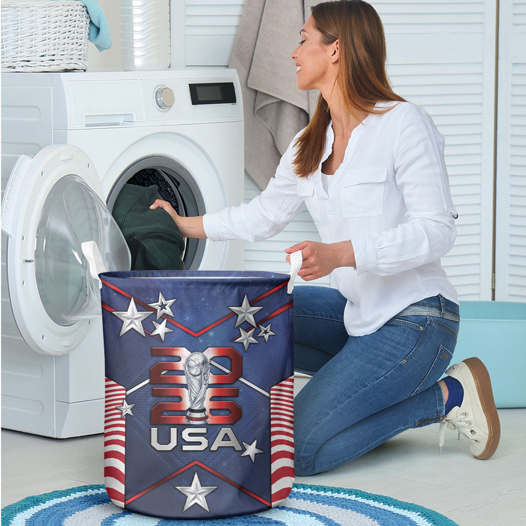United States Soccer Laundry Basket American Flag Stars Trophy