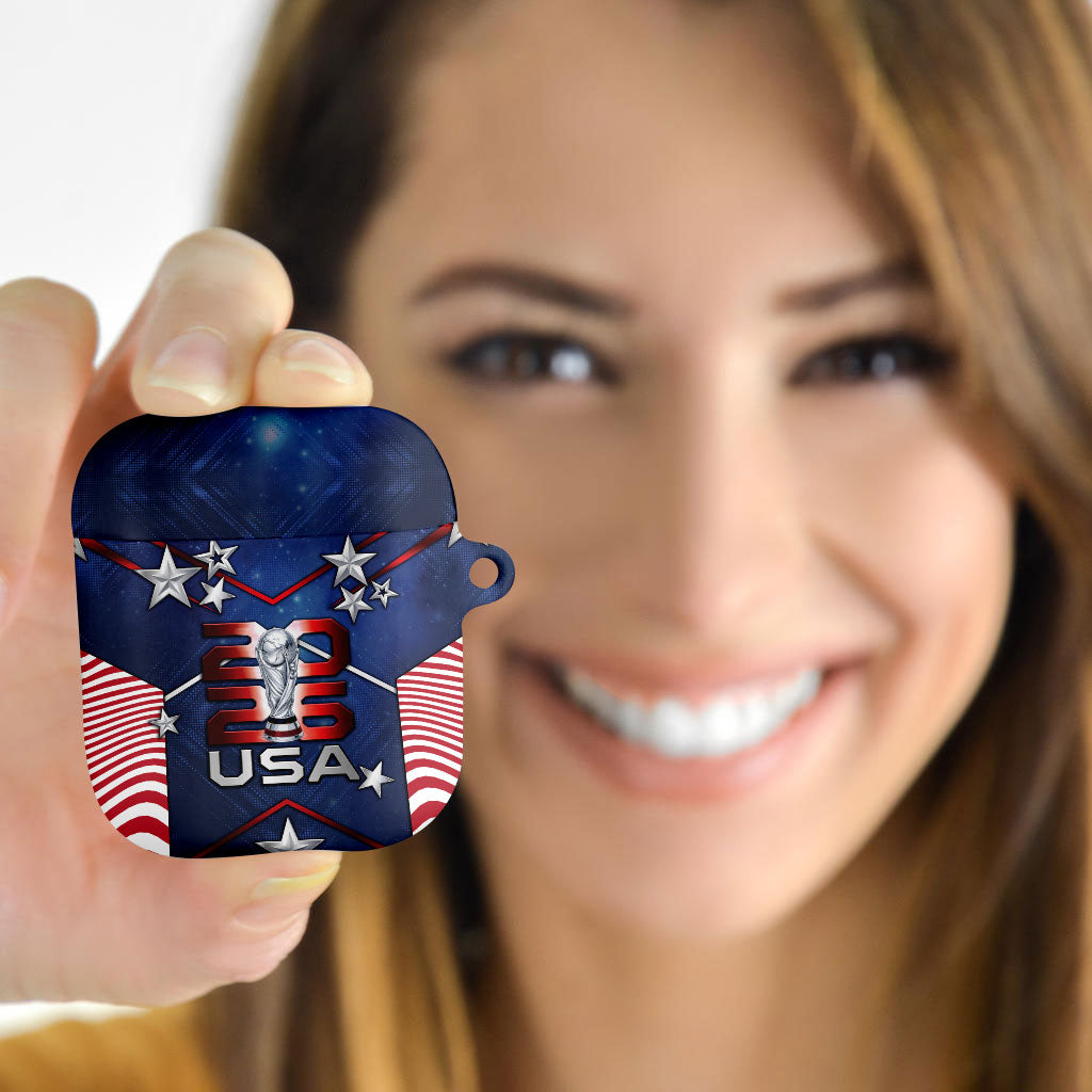 United States Soccer AirPods Case American Flag Stars Trophy