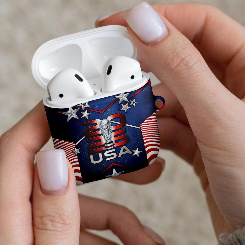 United States Soccer AirPods Case American Flag Stars Trophy