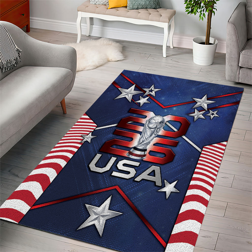 United States Soccer Area Rug American Flag Stars Trophy