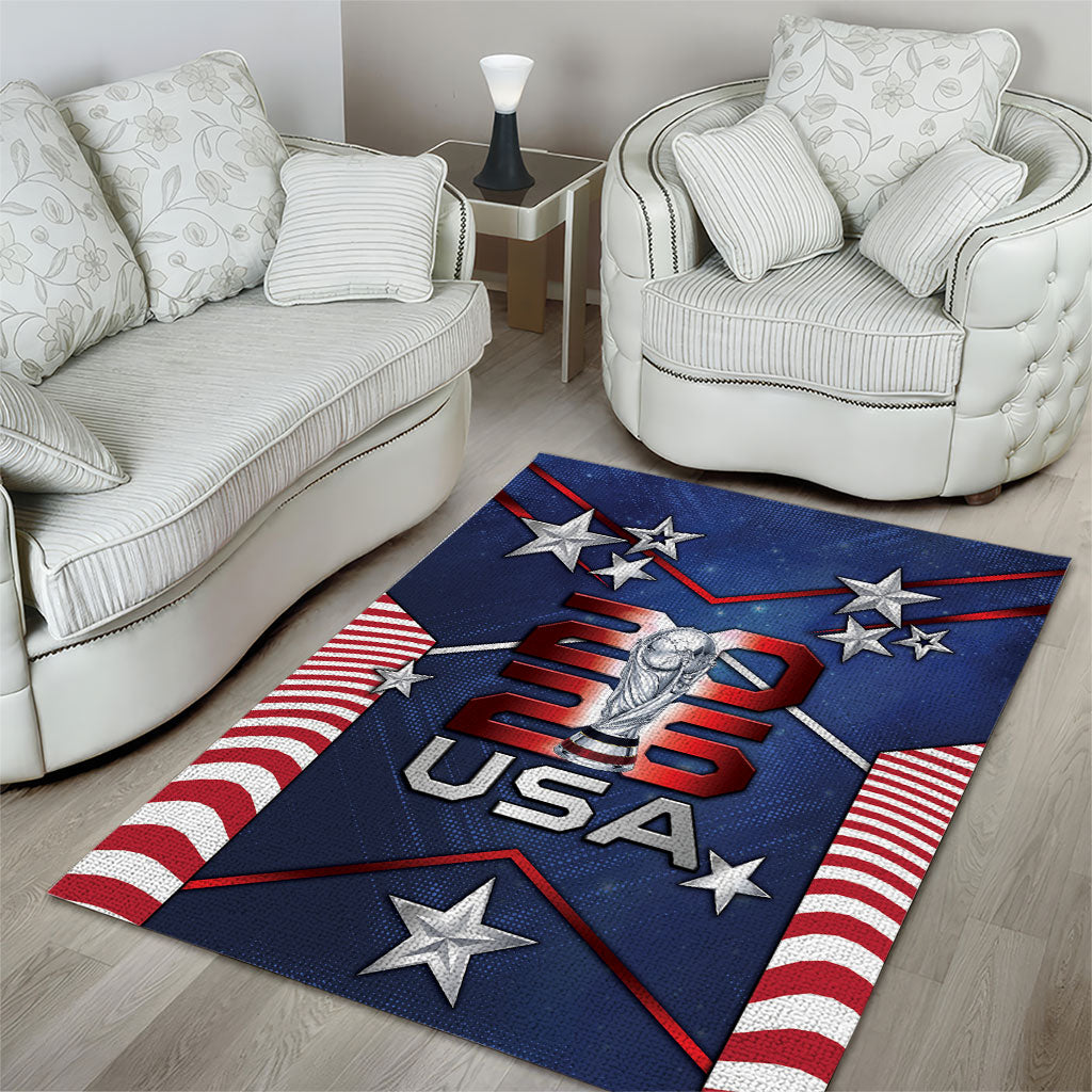 United States Soccer Area Rug American Flag Stars Trophy