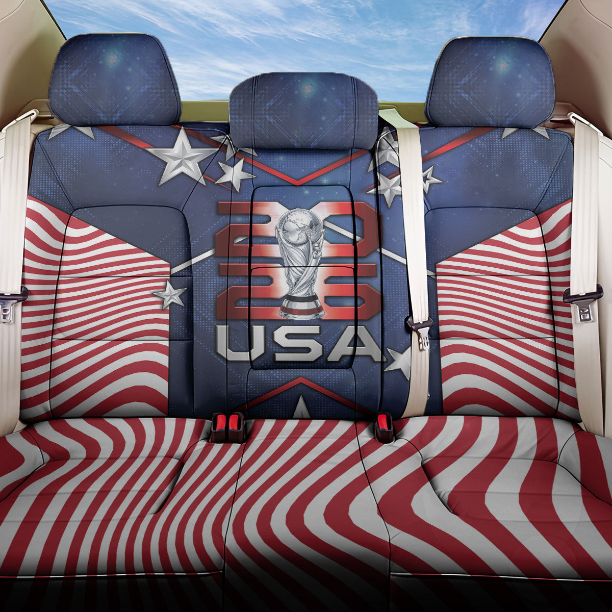United States Soccer Back Car Seat Cover American Flag Stars Trophy