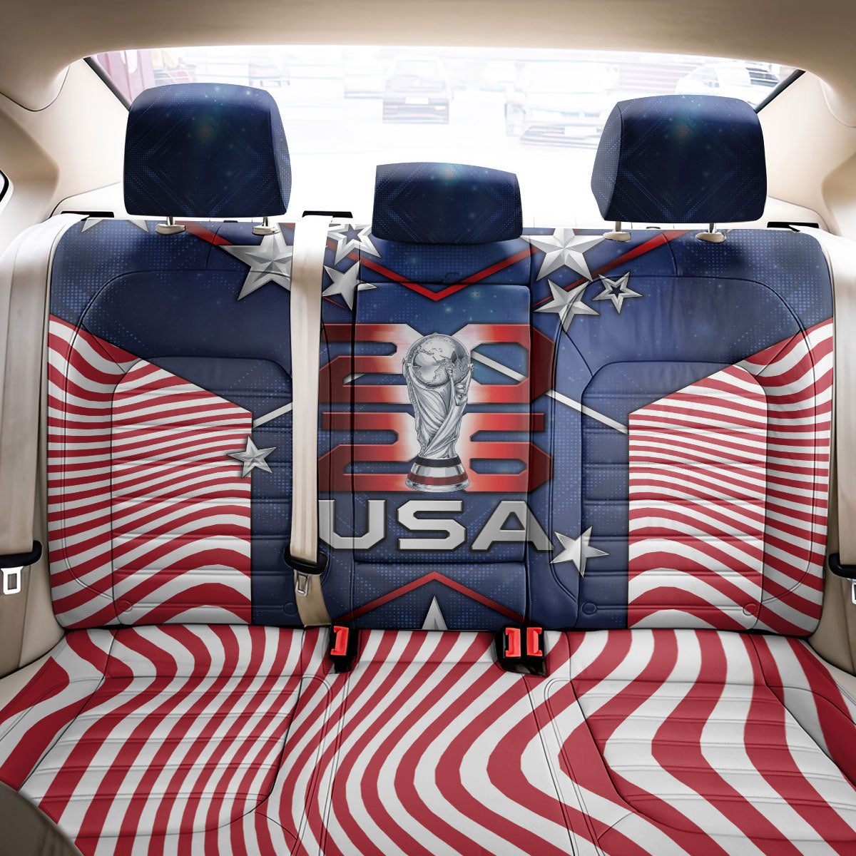 United States Soccer Back Car Seat Cover American Flag Stars Trophy