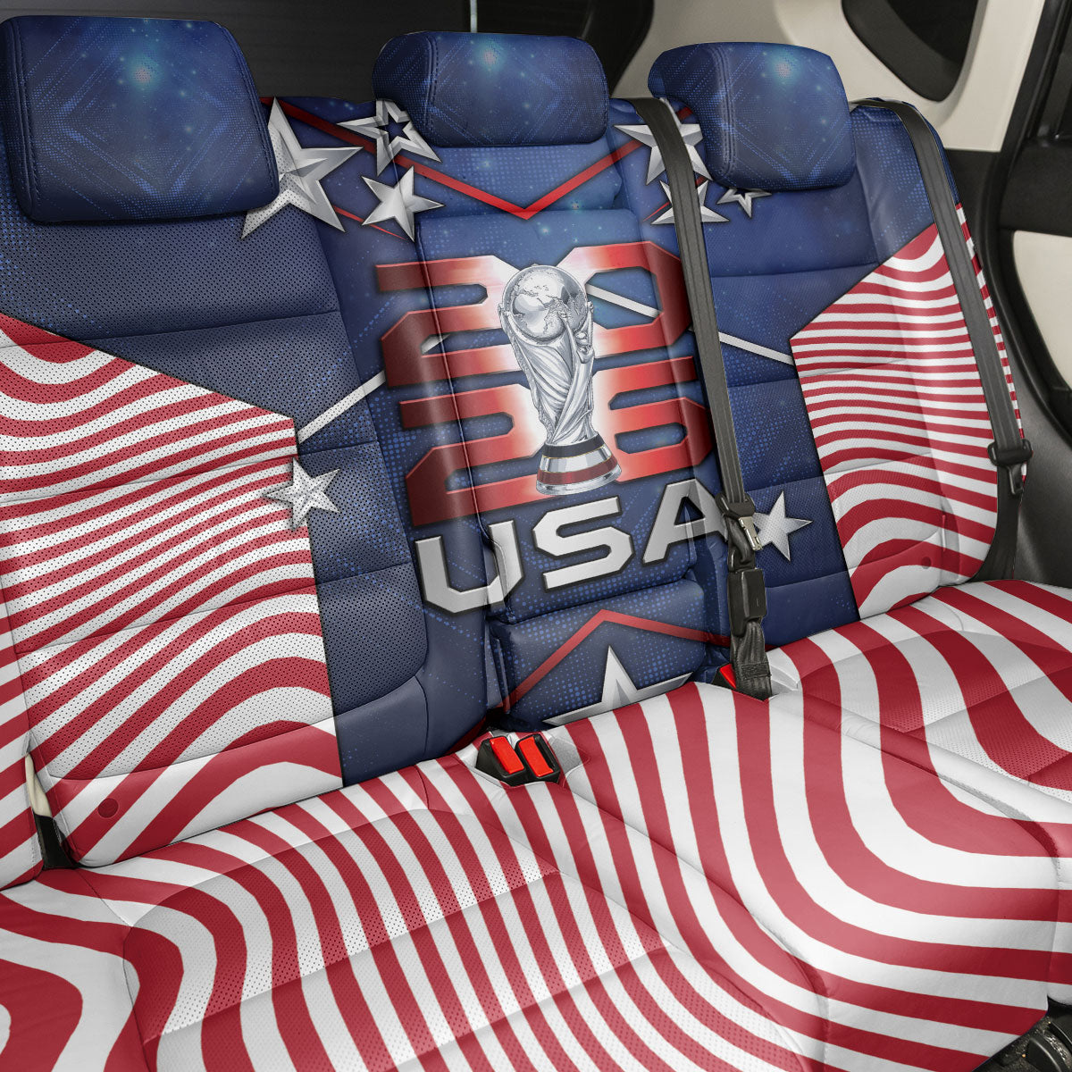 United States Soccer Back Car Seat Cover American Flag Stars Trophy