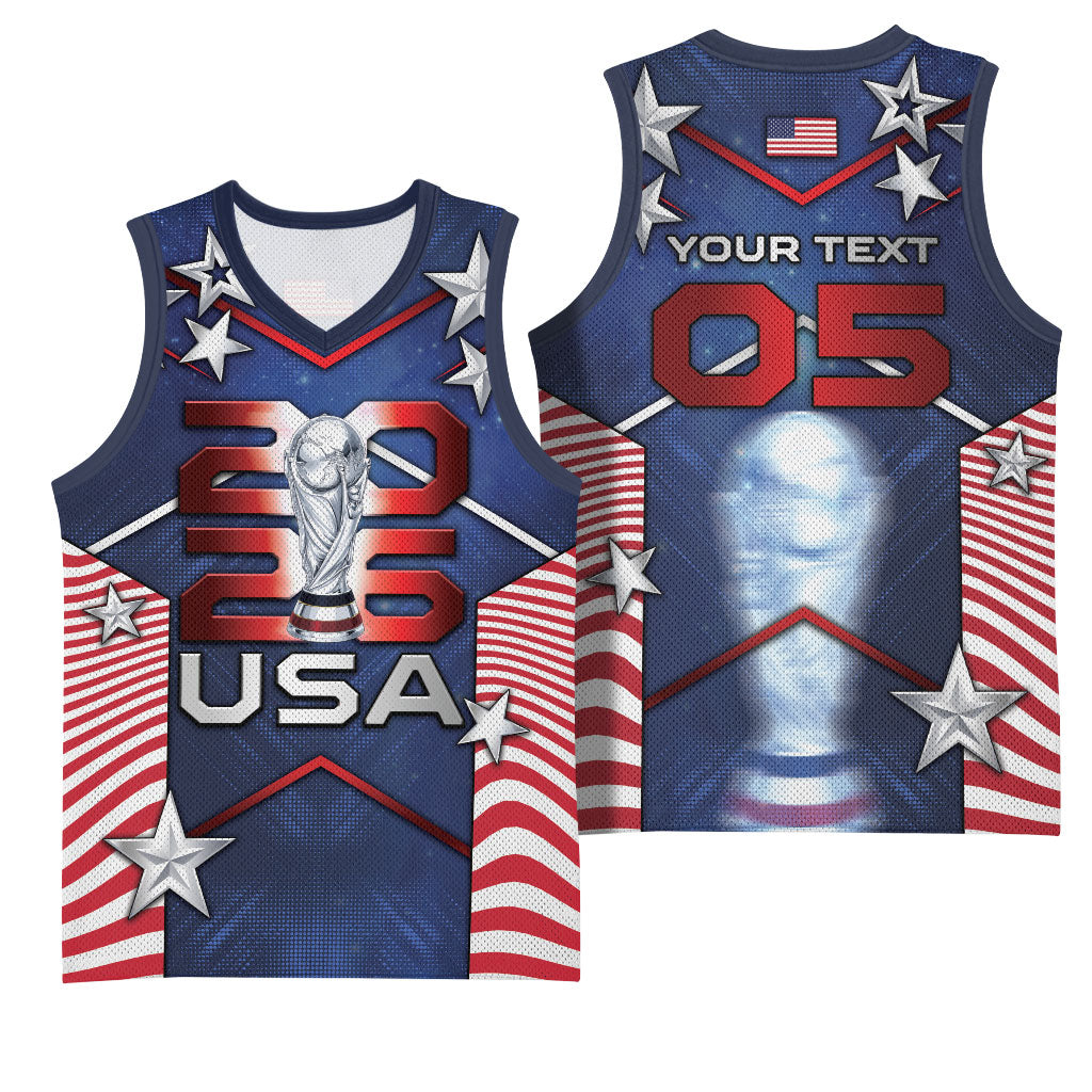 Custom United States Soccer Basketball Jersey American Flag Stars Trophy