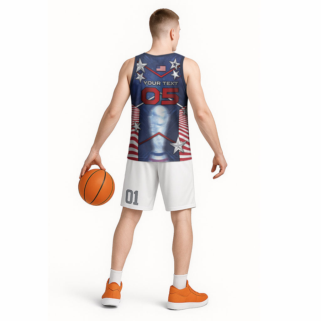Custom United States Soccer Basketball Jersey American Flag Stars Trophy