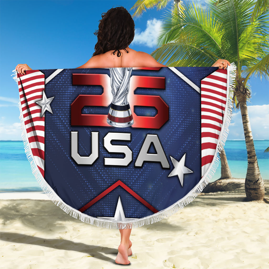 United States Soccer Beach Blanket American Flag Stars Trophy