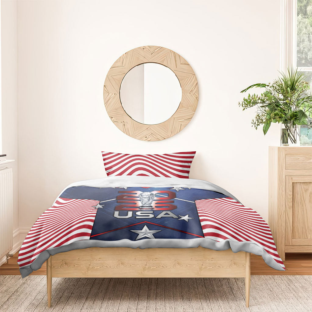 United States Soccer Bedding Set American Flag Stars Trophy