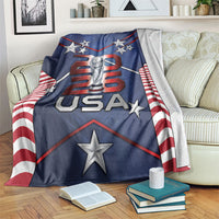 United States Soccer Blanket American Flag Stars Trophy