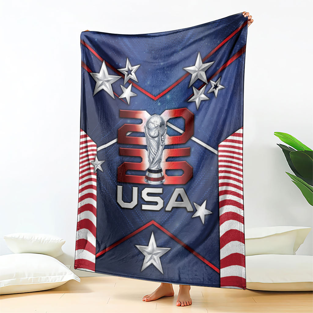 United States Soccer Blanket American Flag Stars Trophy