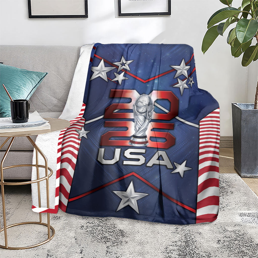 United States Soccer Blanket American Flag Stars Trophy
