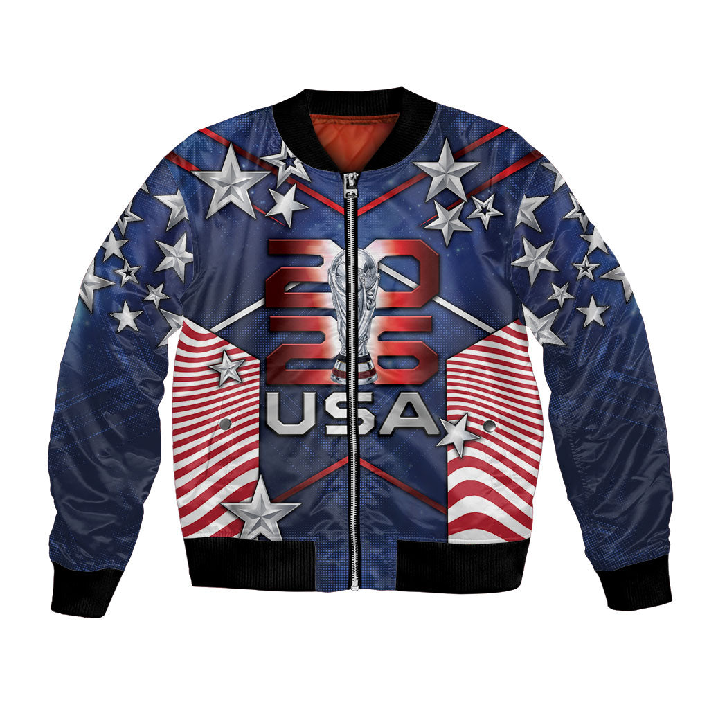 Custom United States Soccer Bomber Jacket American Flag Stars Trophy