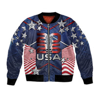Custom United States Soccer Bomber Jacket American Flag Stars Trophy