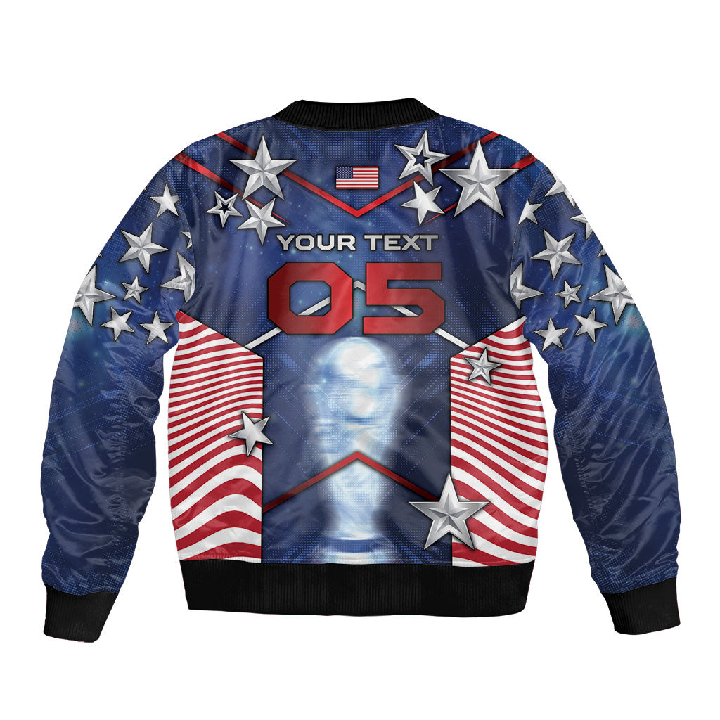Custom United States Soccer Bomber Jacket American Flag Stars Trophy