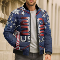 Custom United States Soccer Bomber Puffer Jacket American Flag Stars Trophy