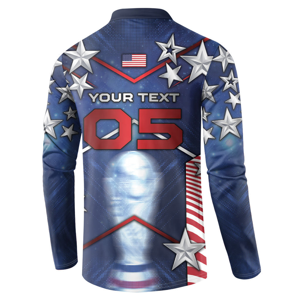 Custom United States Soccer Button Sweatshirt American Flag Stars Trophy