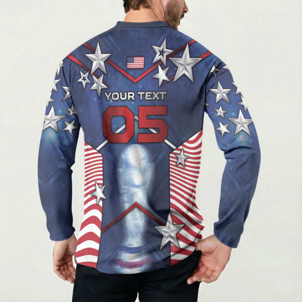 Custom United States Soccer Button Sweatshirt American Flag Stars Trophy