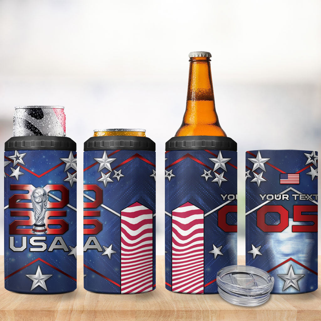 Custom United States Soccer 4 in 1 Can Cooler Tumbler American Flag Stars Trophy