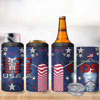Custom United States Soccer 4 in 1 Can Cooler Tumbler American Flag Stars Trophy